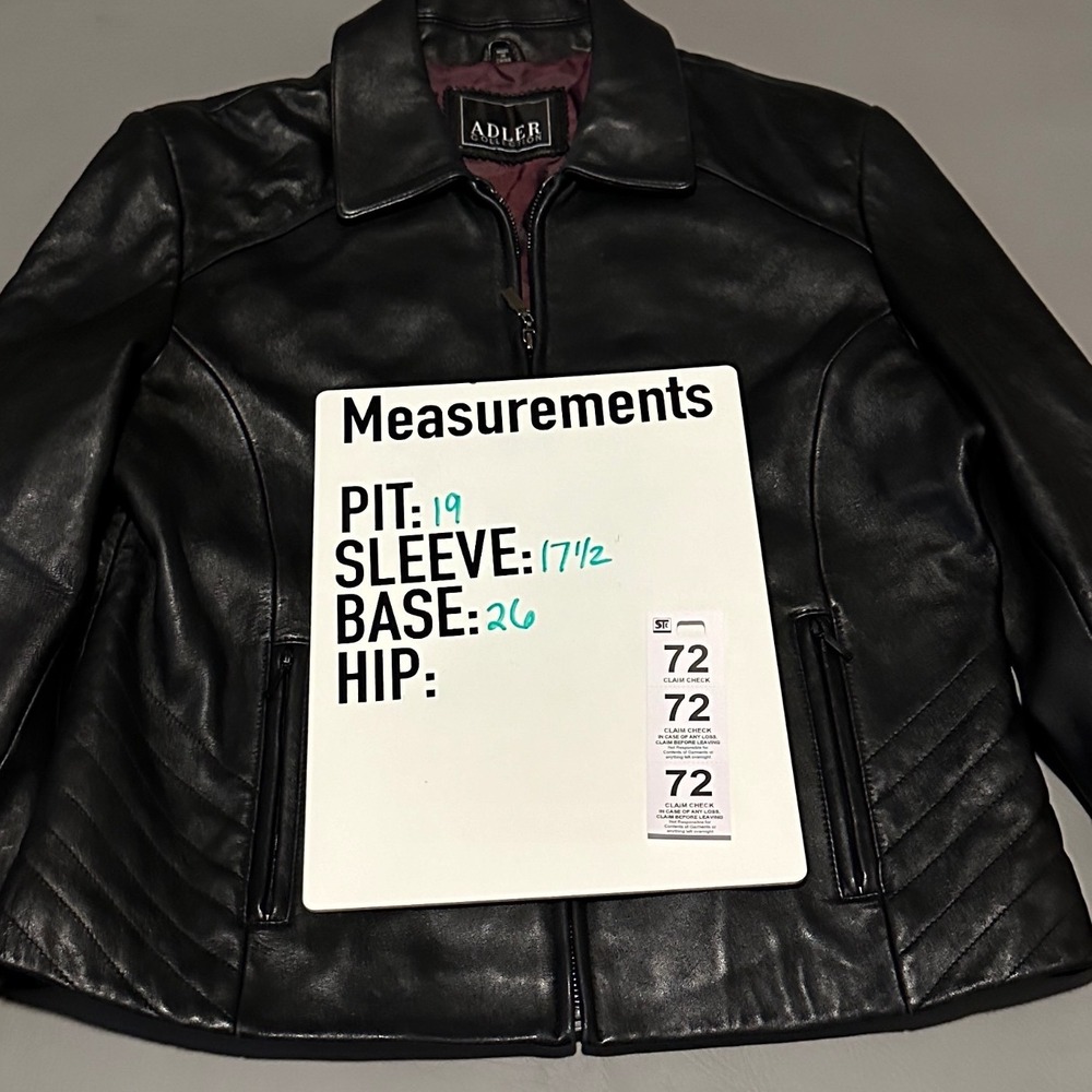 Adler Collection Real NZ Lamb Skin Leather Jacket Black Zipper Front Large - Picture 11 of 11